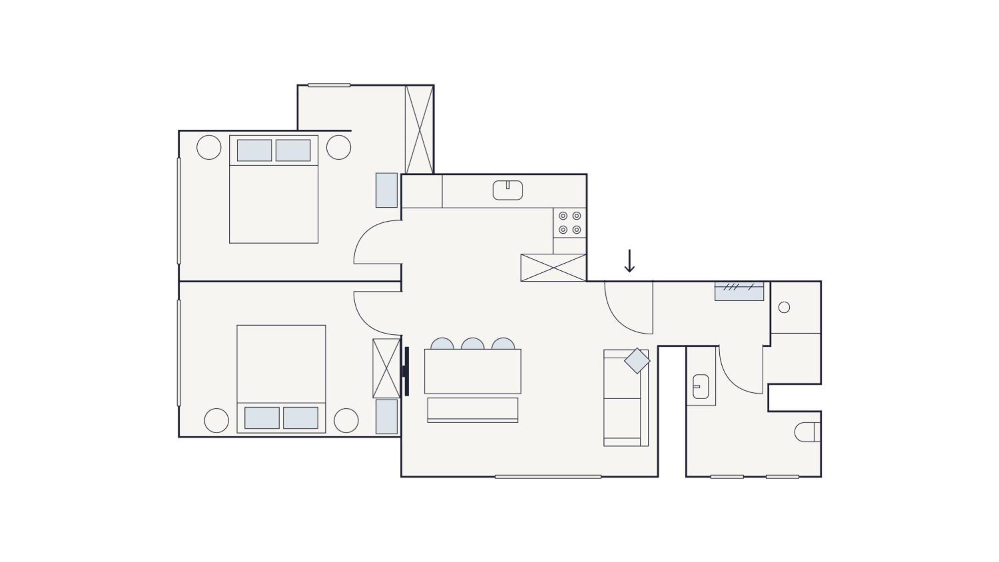 Penthouse Apartment 2 bedrooms & air conditioning